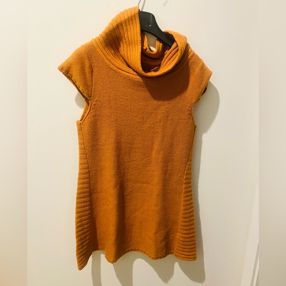 Anthropologie cowl neck sweater tunic in wool blend medium gold color